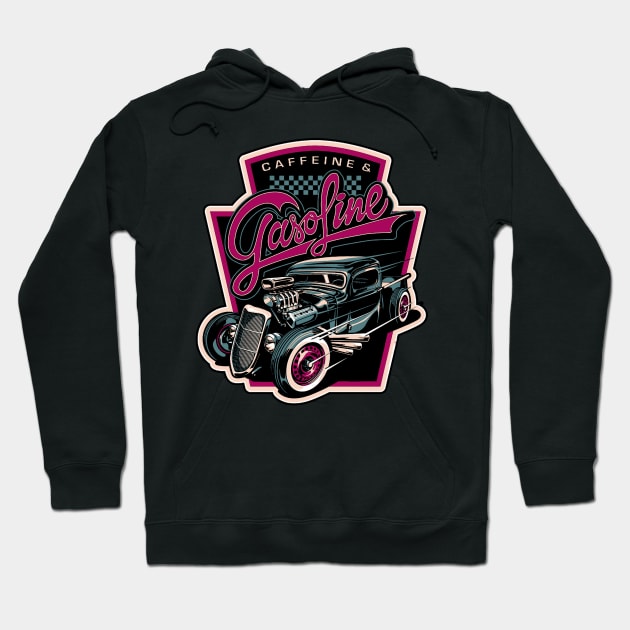 Vintage car caffeine and gasoline Hoodie by masterpiecesai